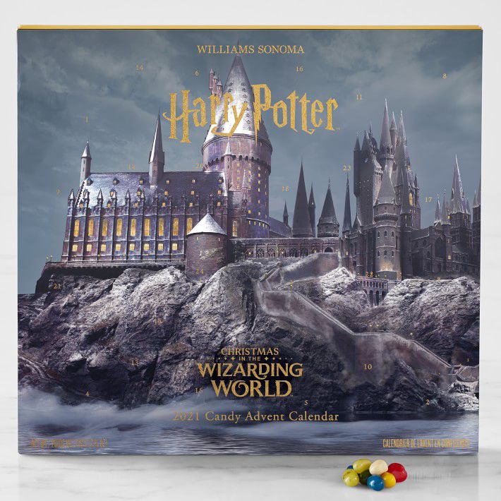 A box shows Hogwarts and harry Potter and advent calendar