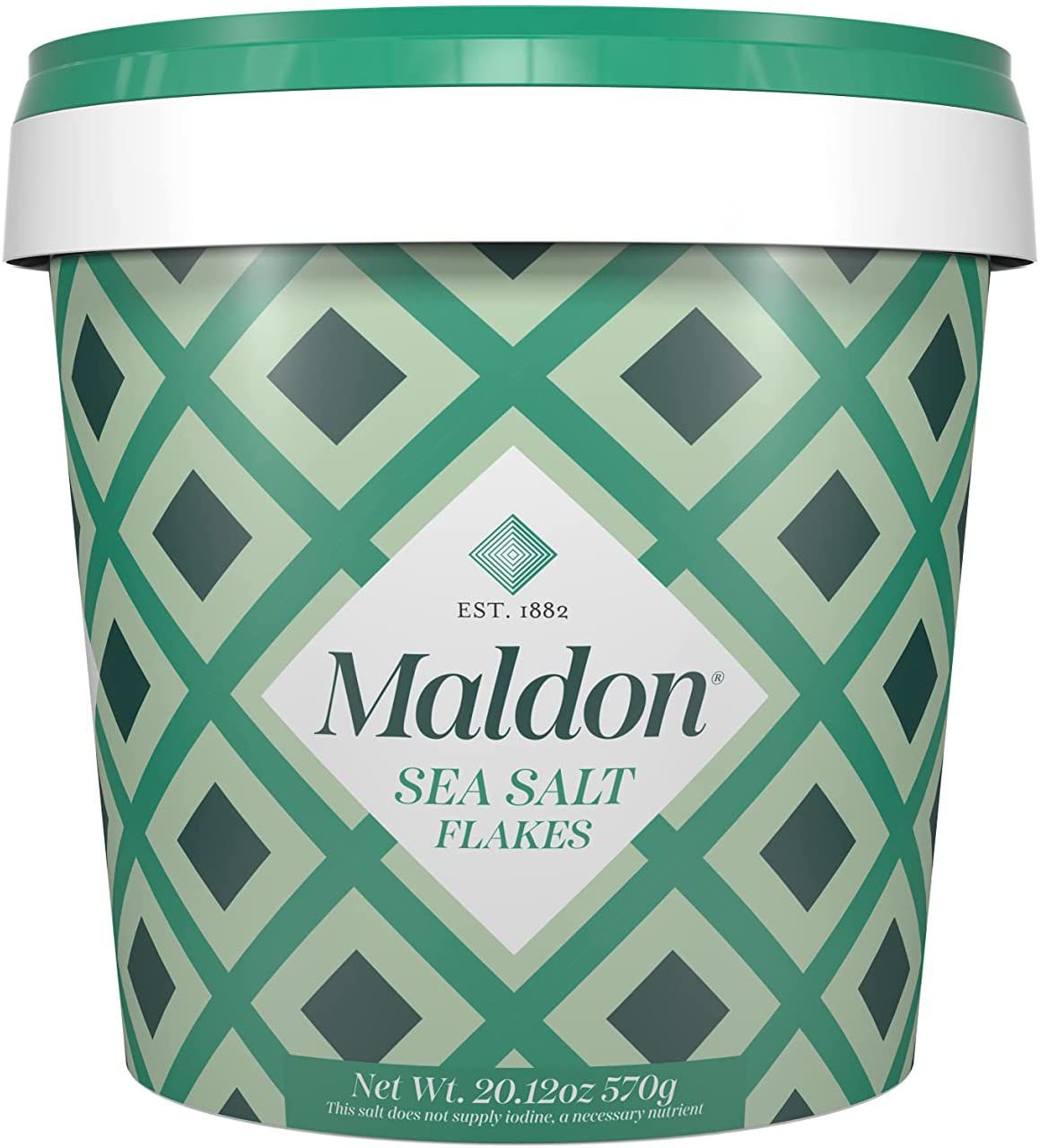 green tub of maldon sea salt flakes