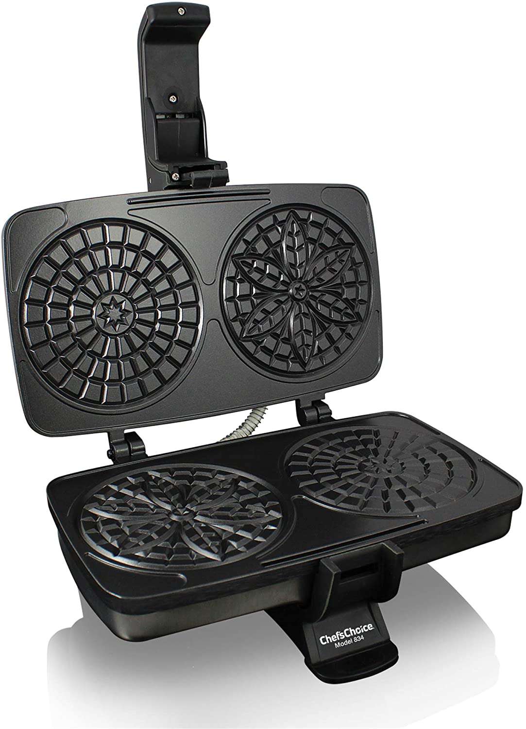 pizzelle maker with black nonstick surface