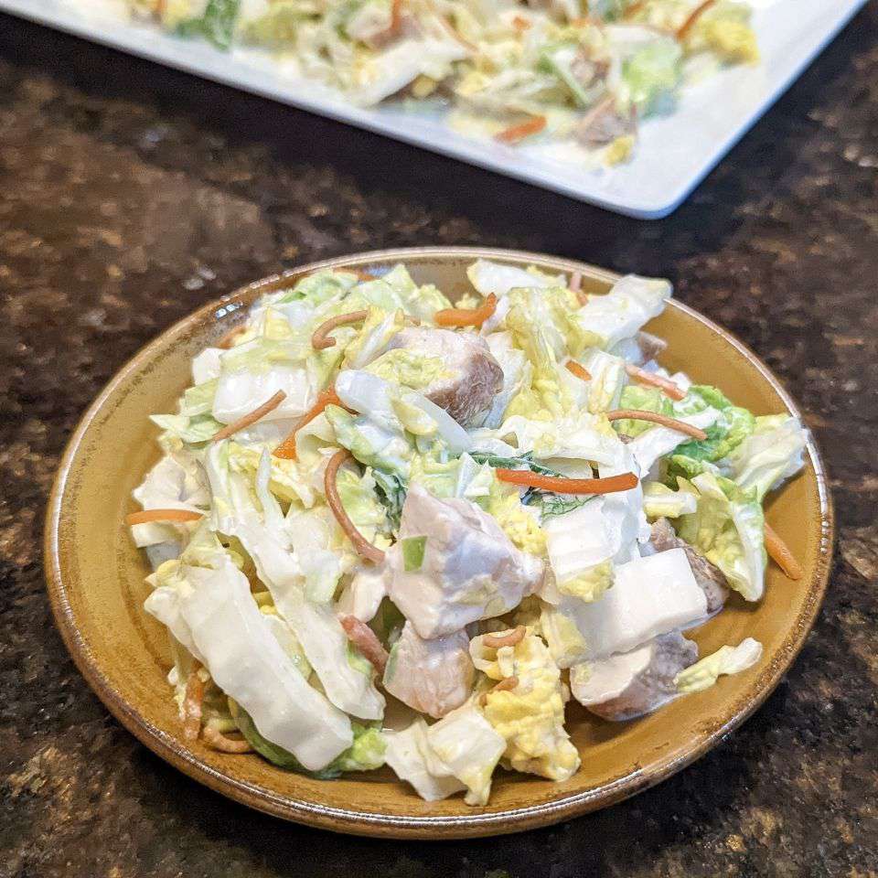 sesame chicken salad on a plate
