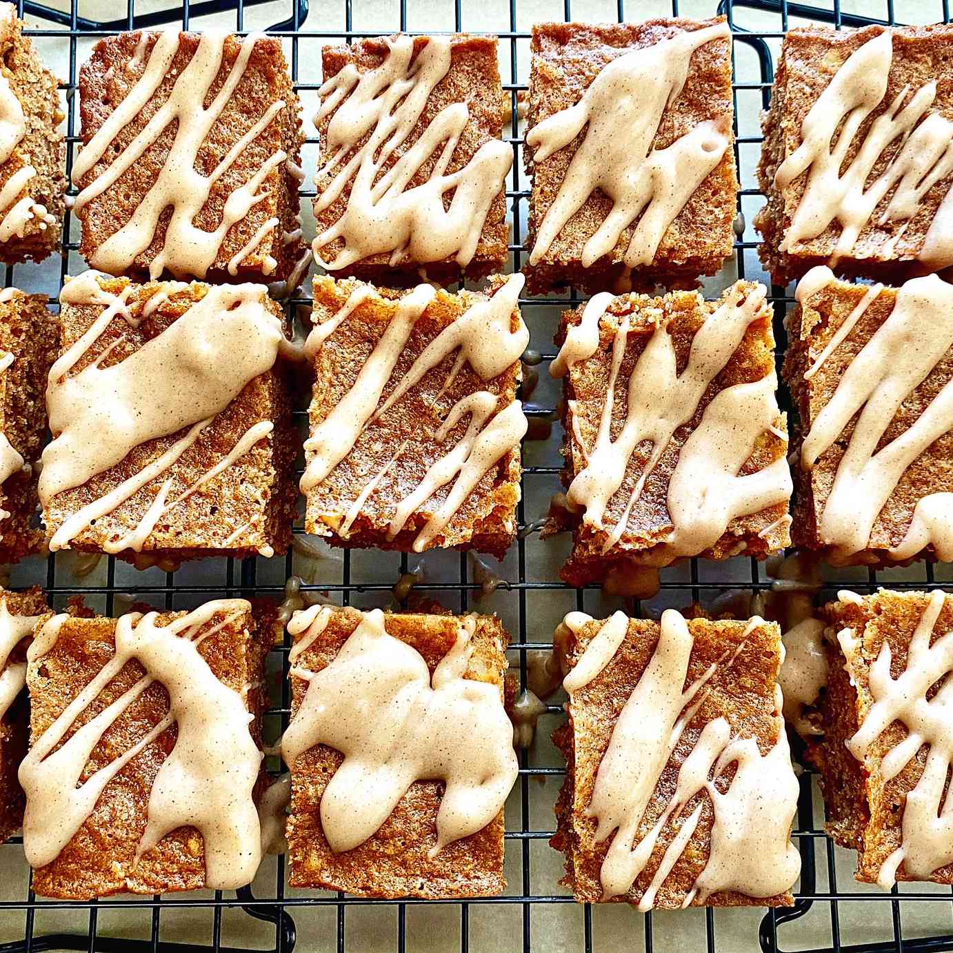 cinnamon bars with nuts and icing