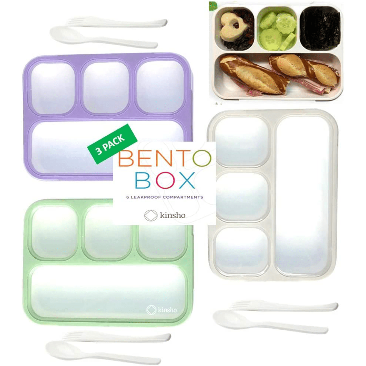 4 Compartment Togo PP Meal Prep Food Container with Lid Lunch Bento Box 9 x 6.3" 