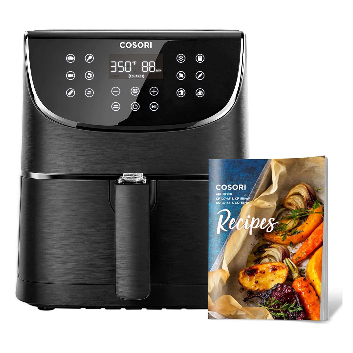 1700W 5.8Qt 8-in-1 Air Fryer XL Recipe Book Touch Screen Control Family Size 