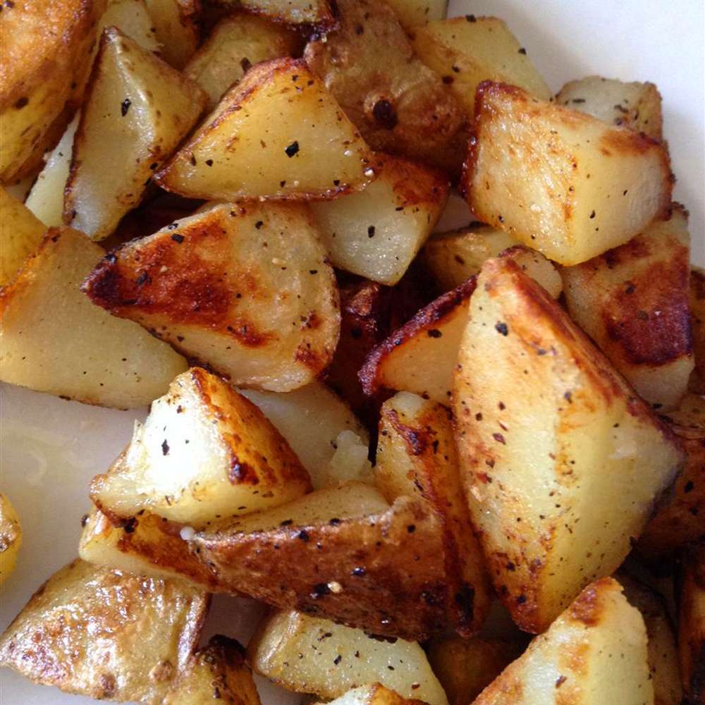 close up view of fried potato pieces