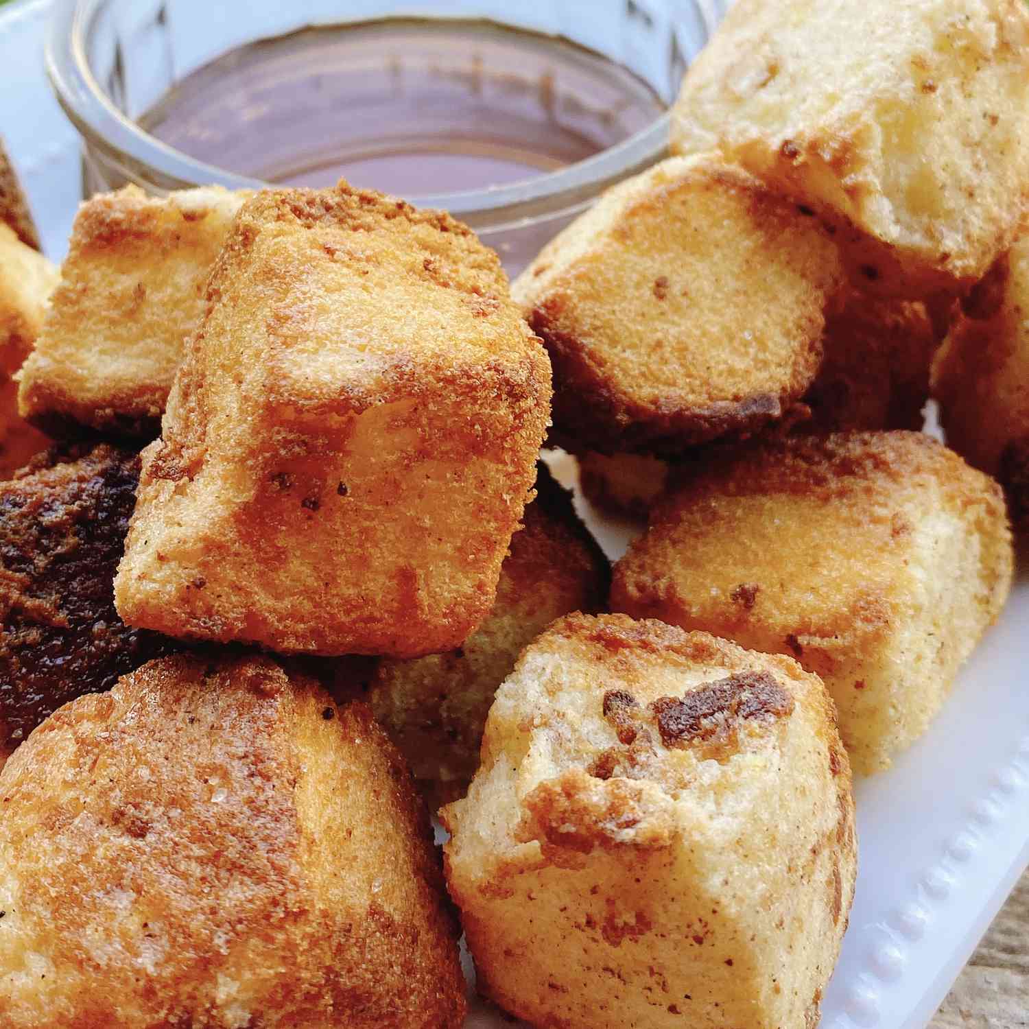 French toast bites with maple syrup