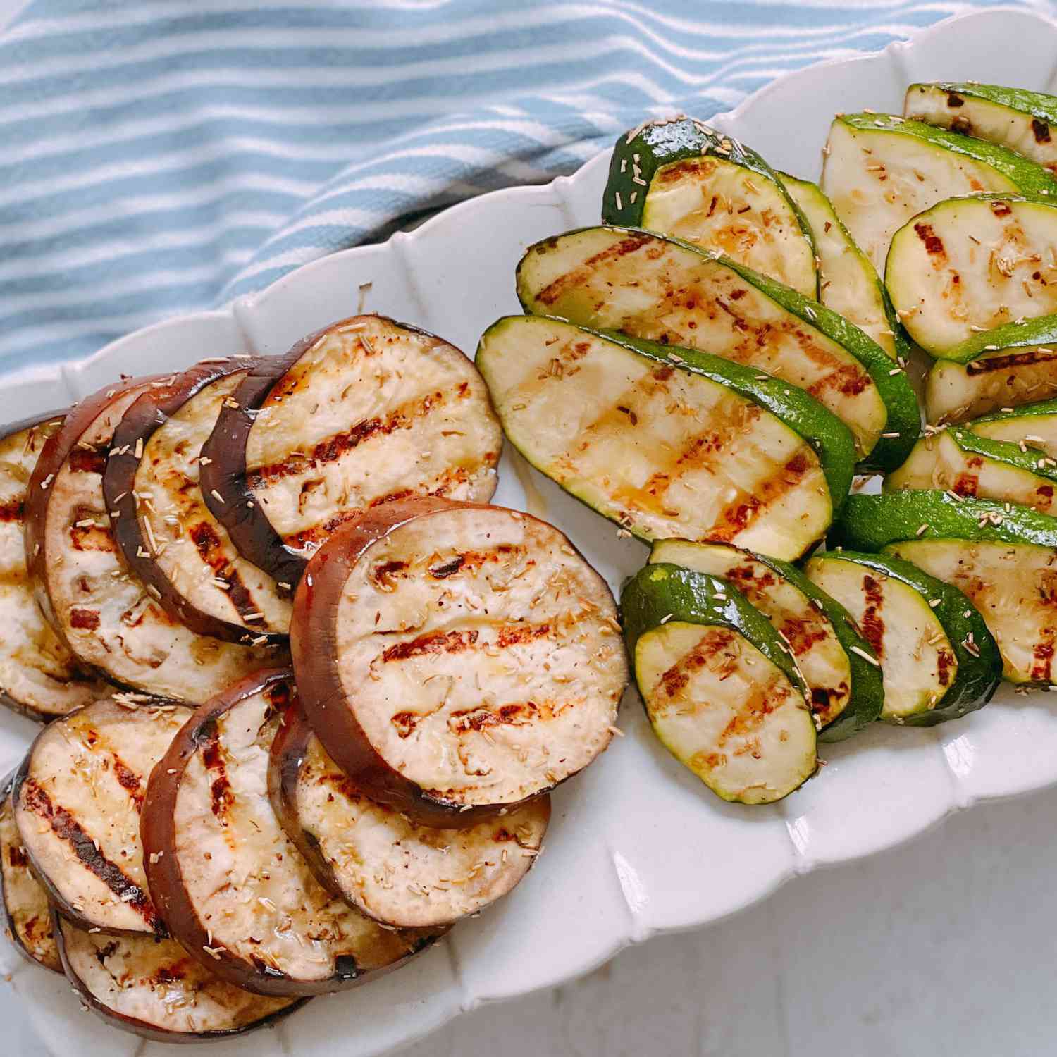 Grilled eggplant and zucchini