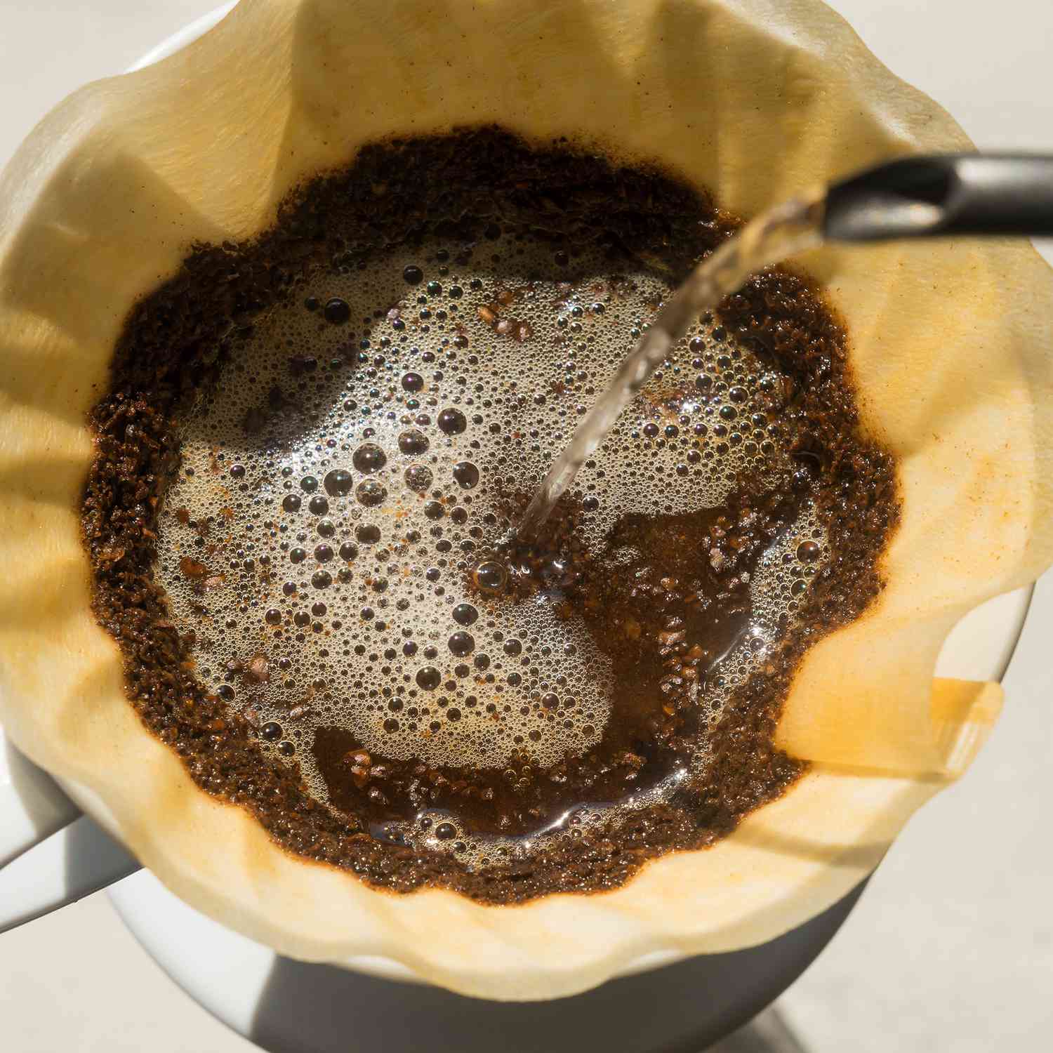 close up of pourover coffee