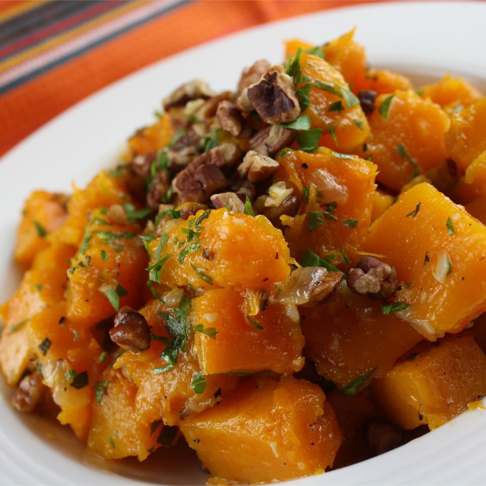 butternut squash with onions and pecansnd