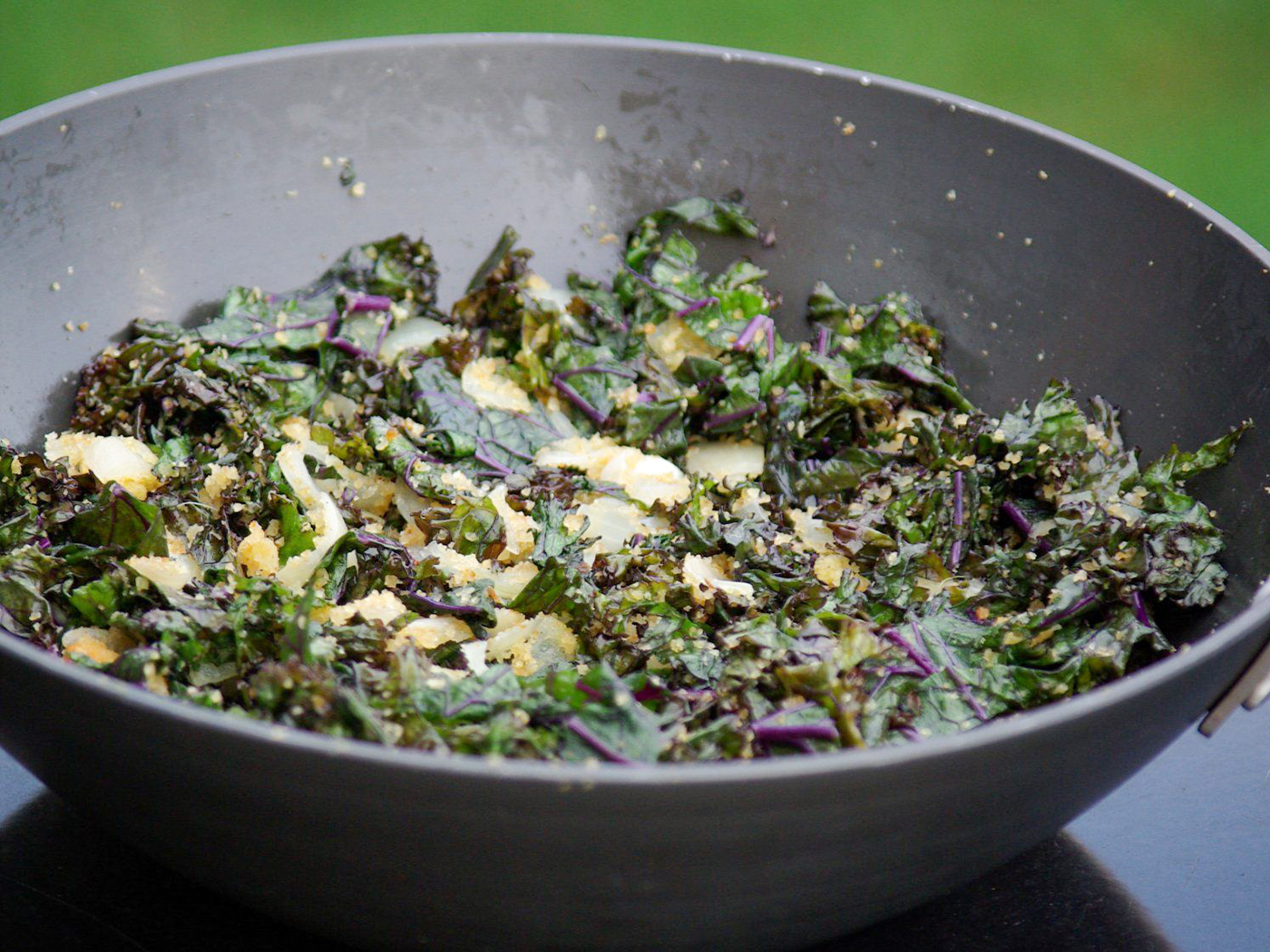 close up view of Stir Fried Kale in a bowl