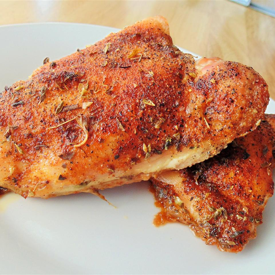 close up view of Sicilian Roasted Chicken on a white plate