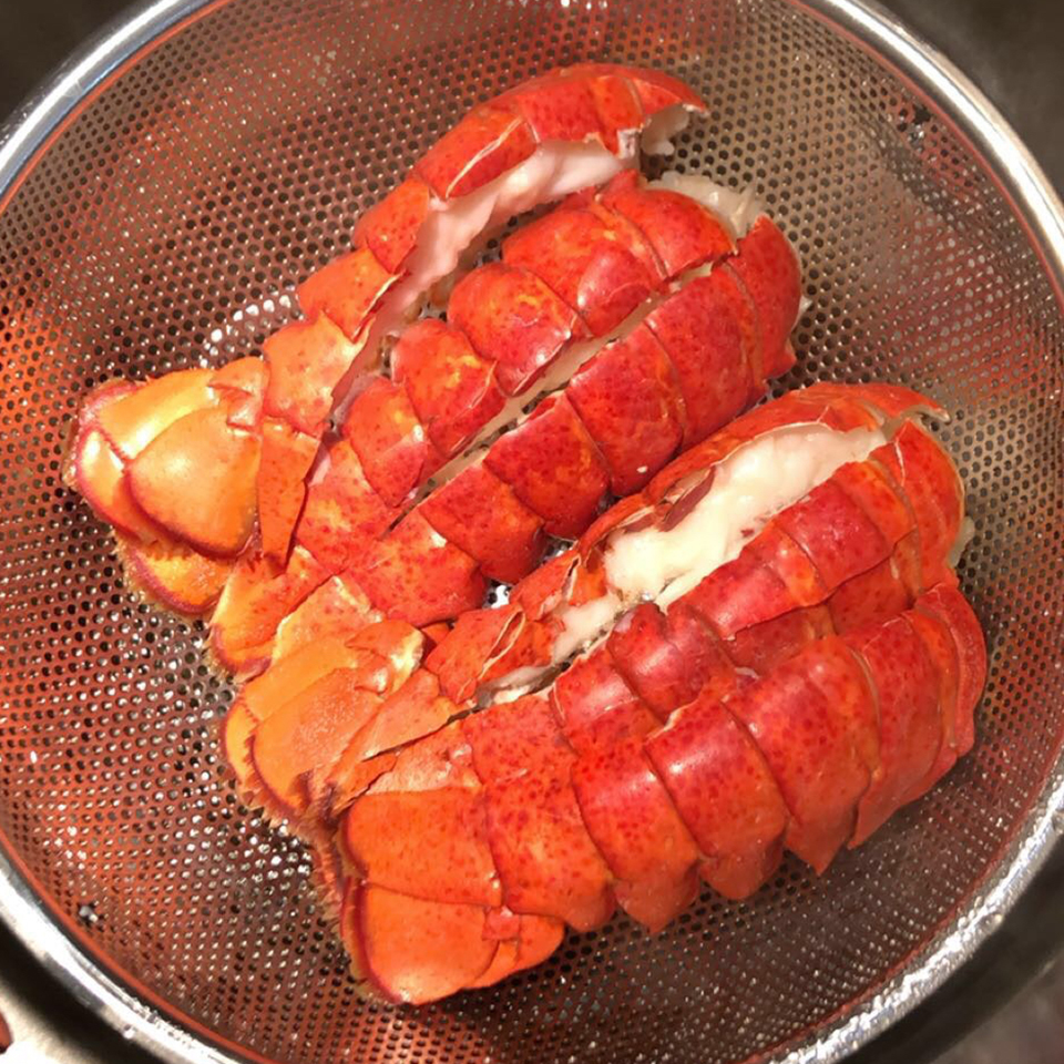 close up view of Lobster Tails in colander