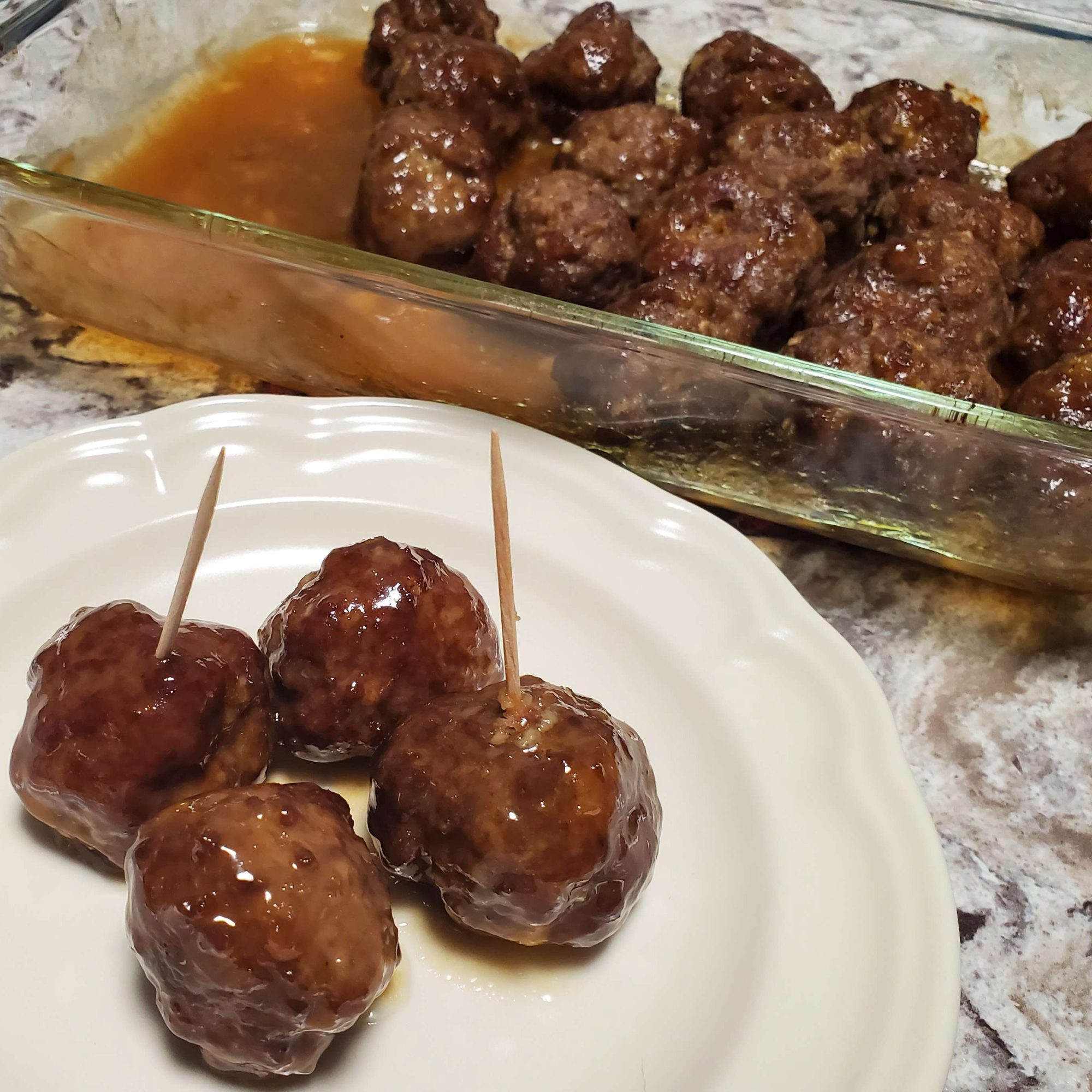 meatballs with toothpicks on plate