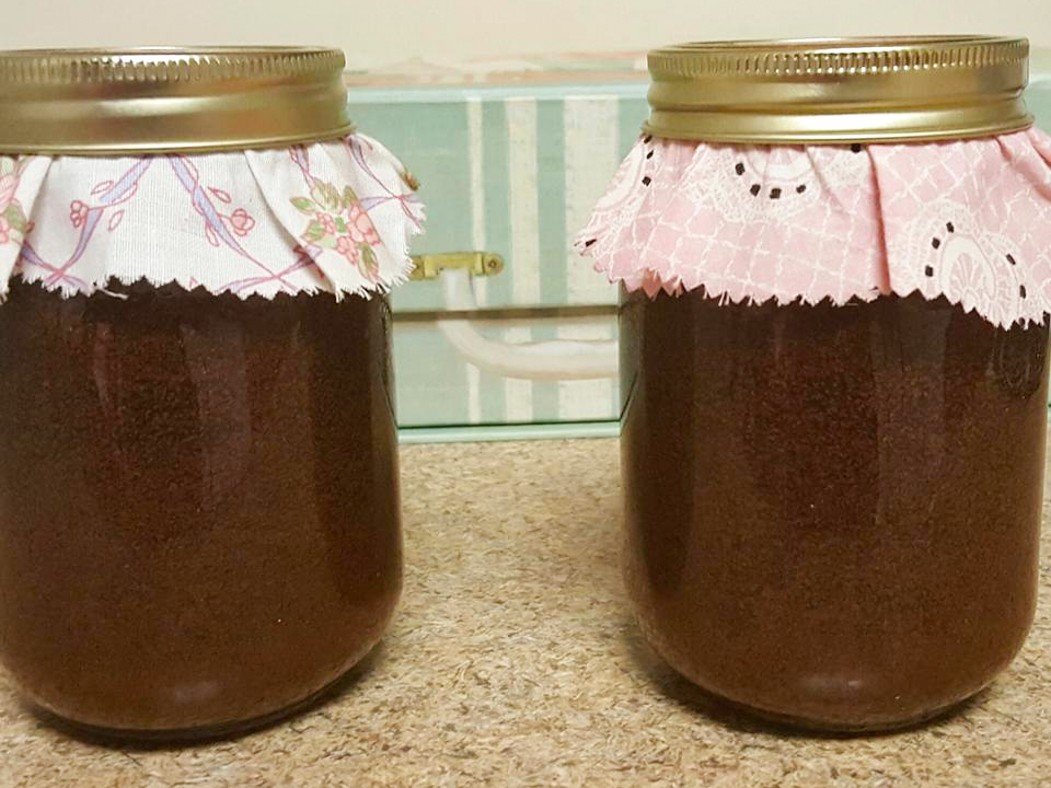 close up view of Chocolate Cake in a Jars