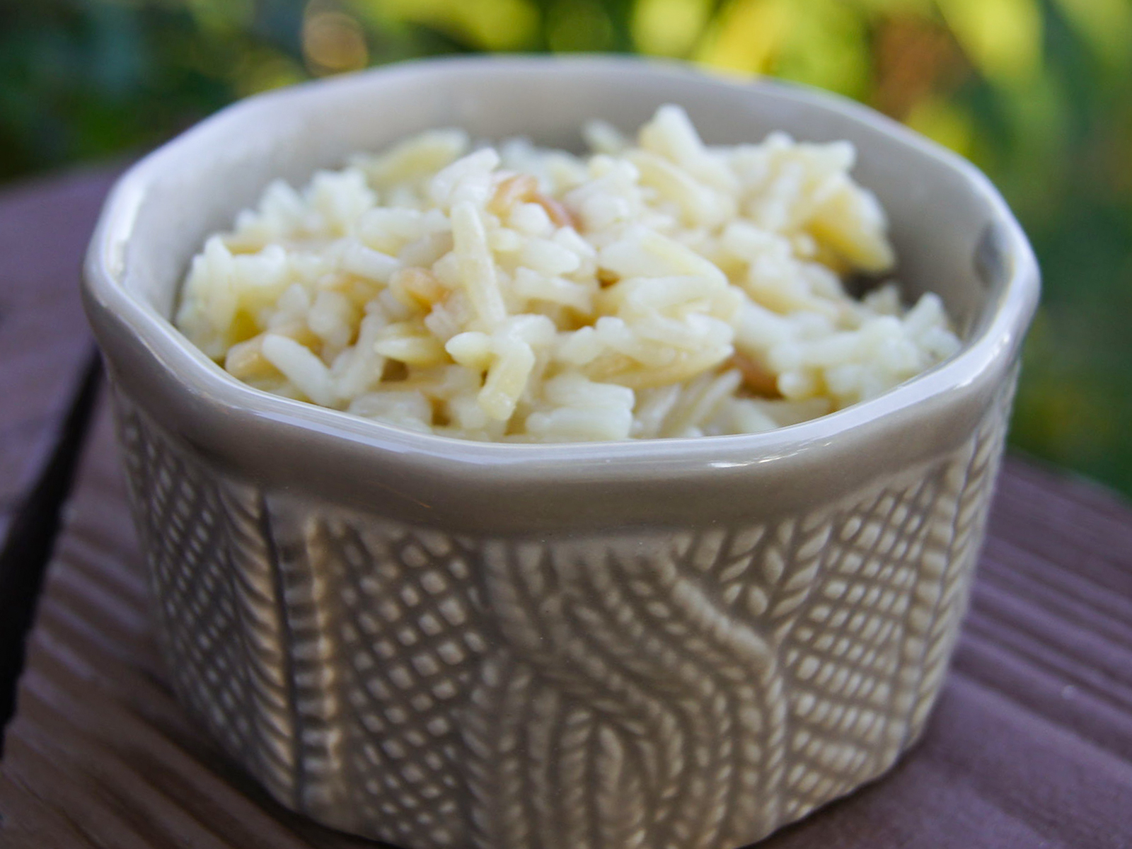 close up view of Orzo and Rice in a bowl