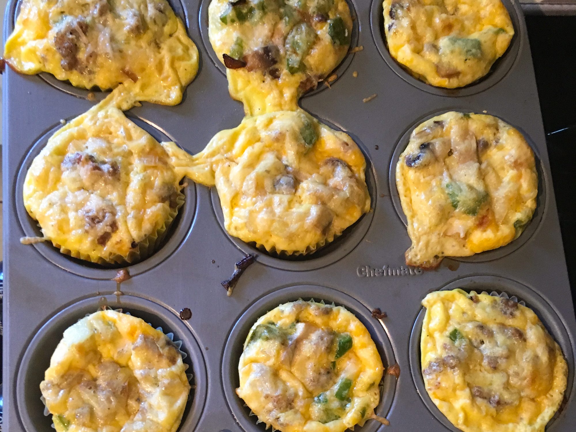 close up view of Jimmy Dean Hearty Sausage Mini Quiches in muffin tins
