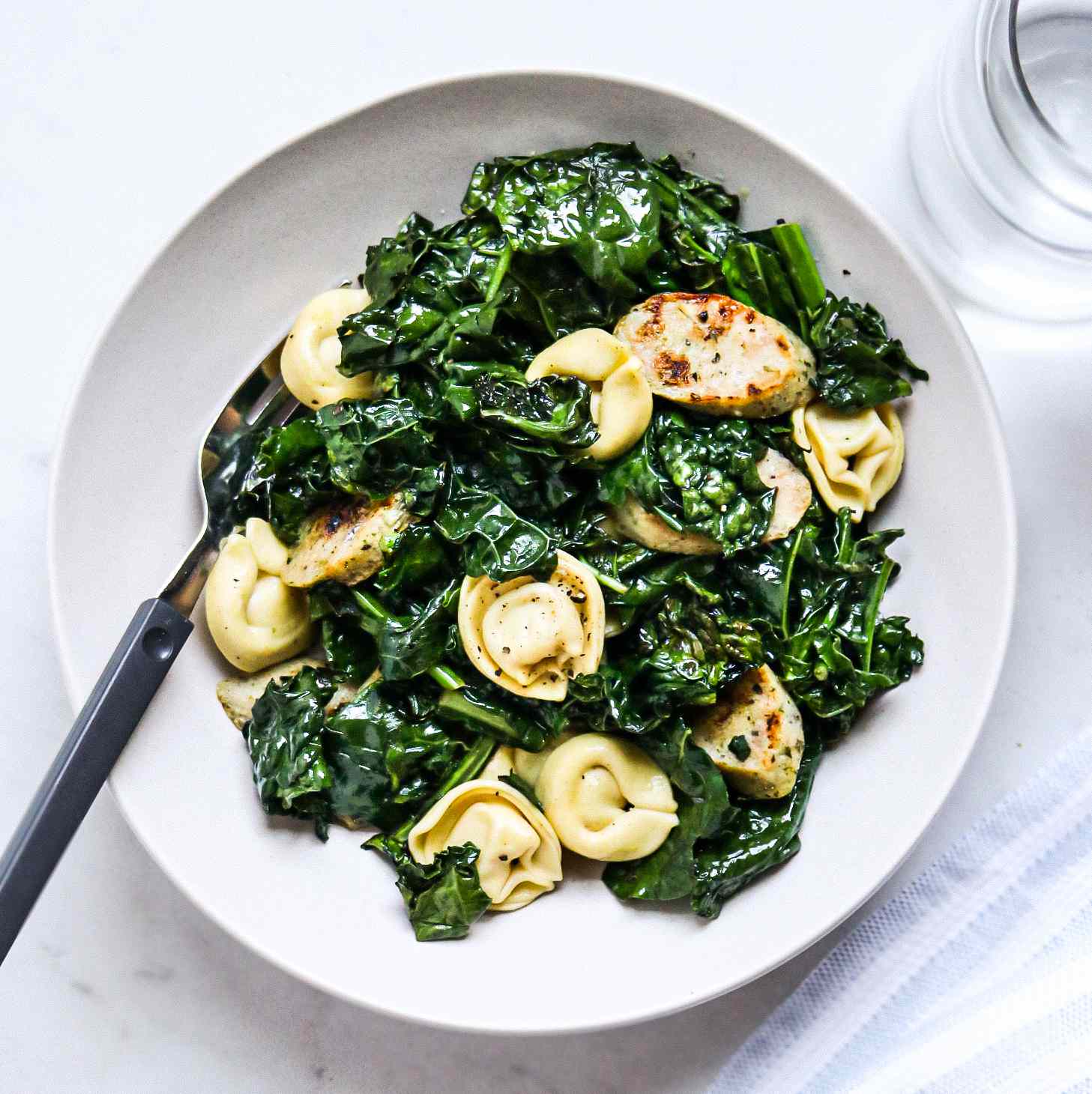 3-ingredient Tortellini with Sausage and Kale
