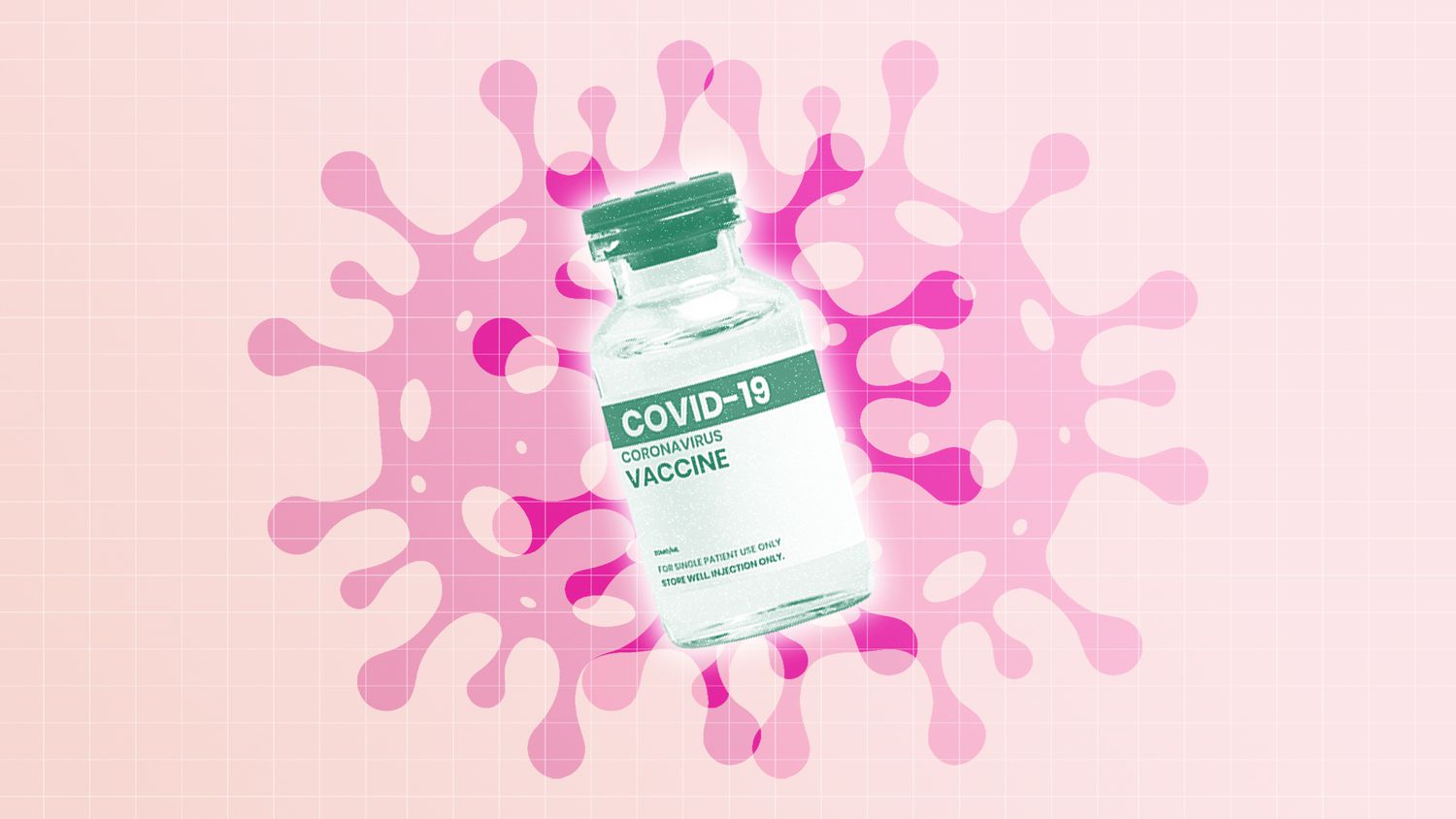COVID-19 vaccine floating on designed background