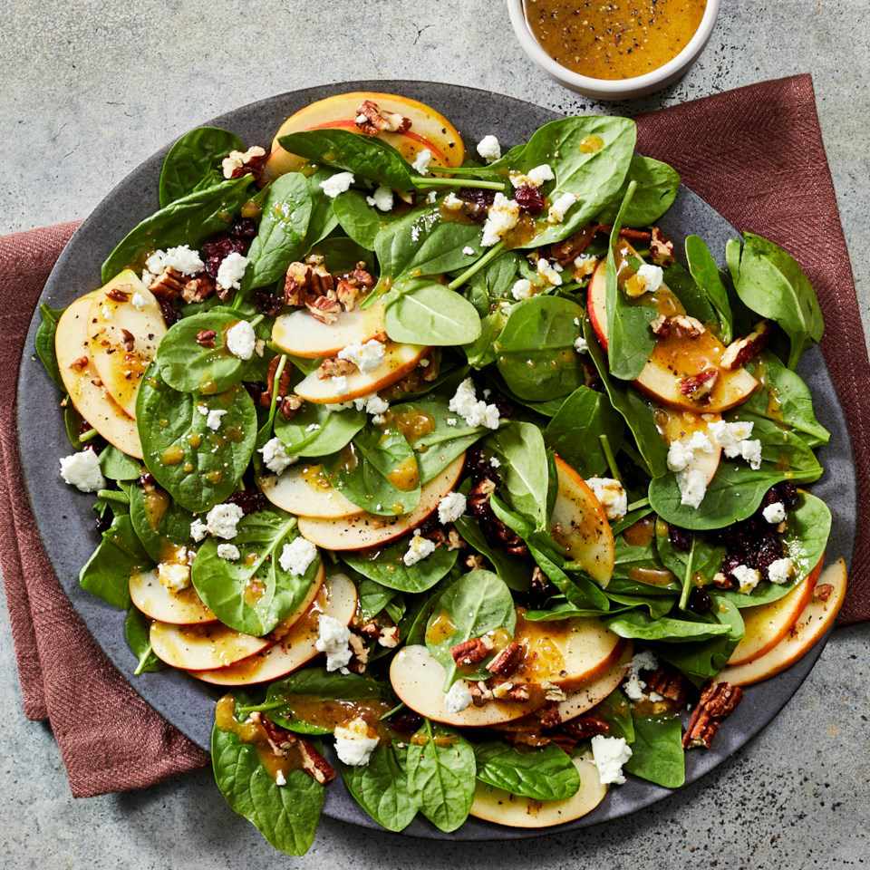 Apple-Cranberry Spinach Salad with Goat Cheese