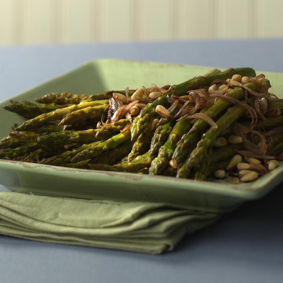 Roasted Asparagus with Pine Nuts 