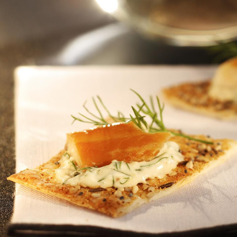 Smoked Trout Crackers with Lemon-Dill Mayonnaise 