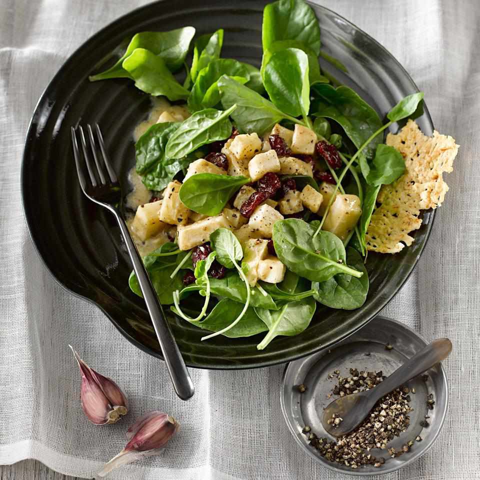 Celeriac, Cress & Spinach Salad with Parmesan Crisps 