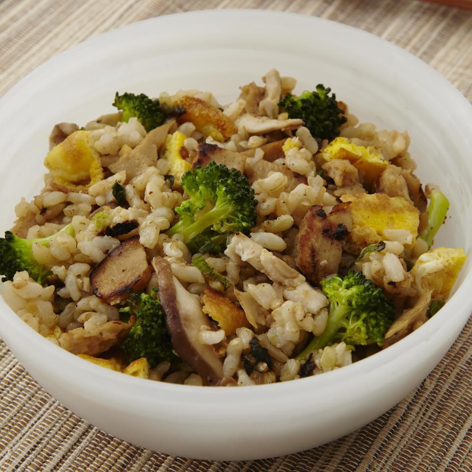 Malaysian Seitan, Broccoli & Mushroom Fried Rice 
