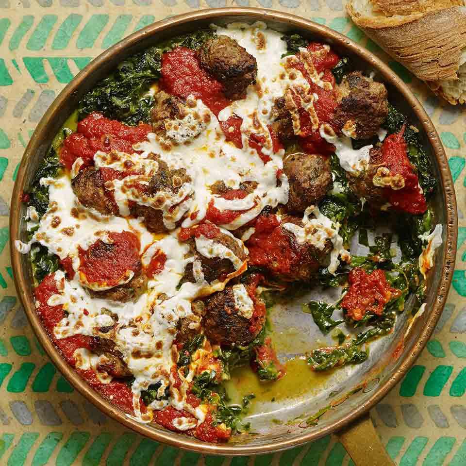 Meatball & Creamed Spinach Skillet 