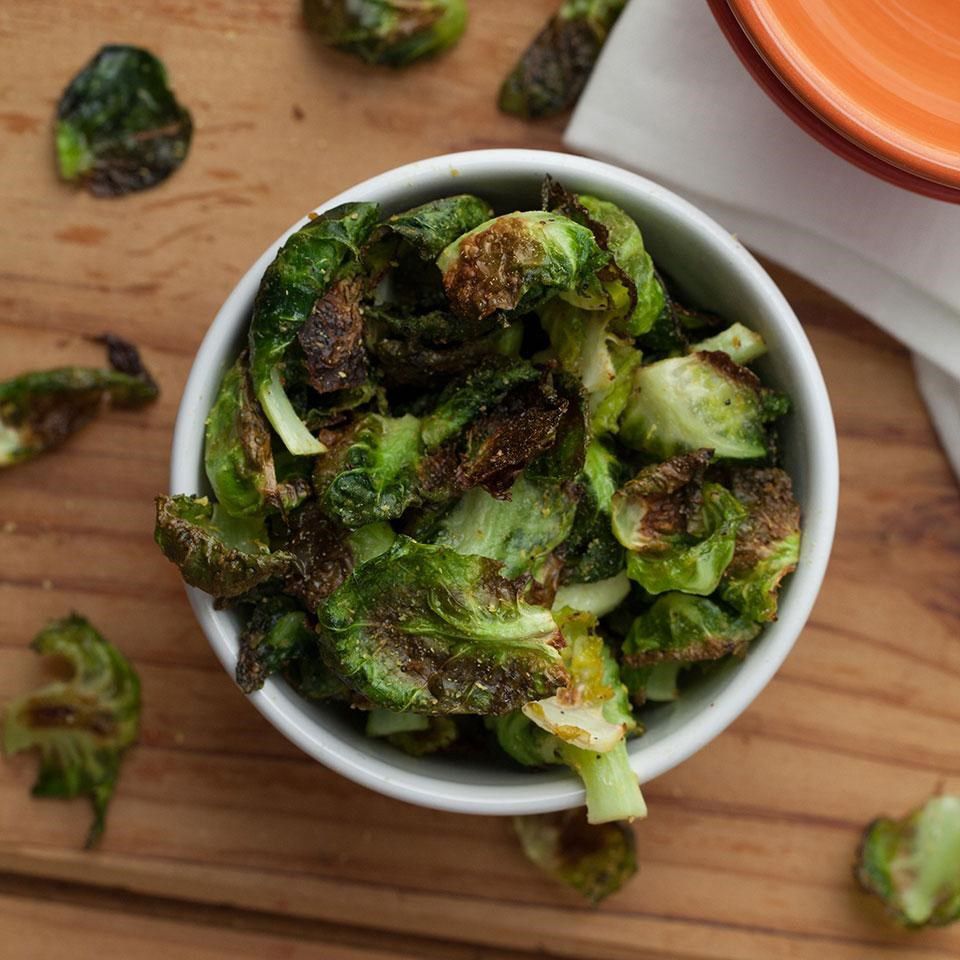 Cheesy Vegan Brussels Sprout Chips