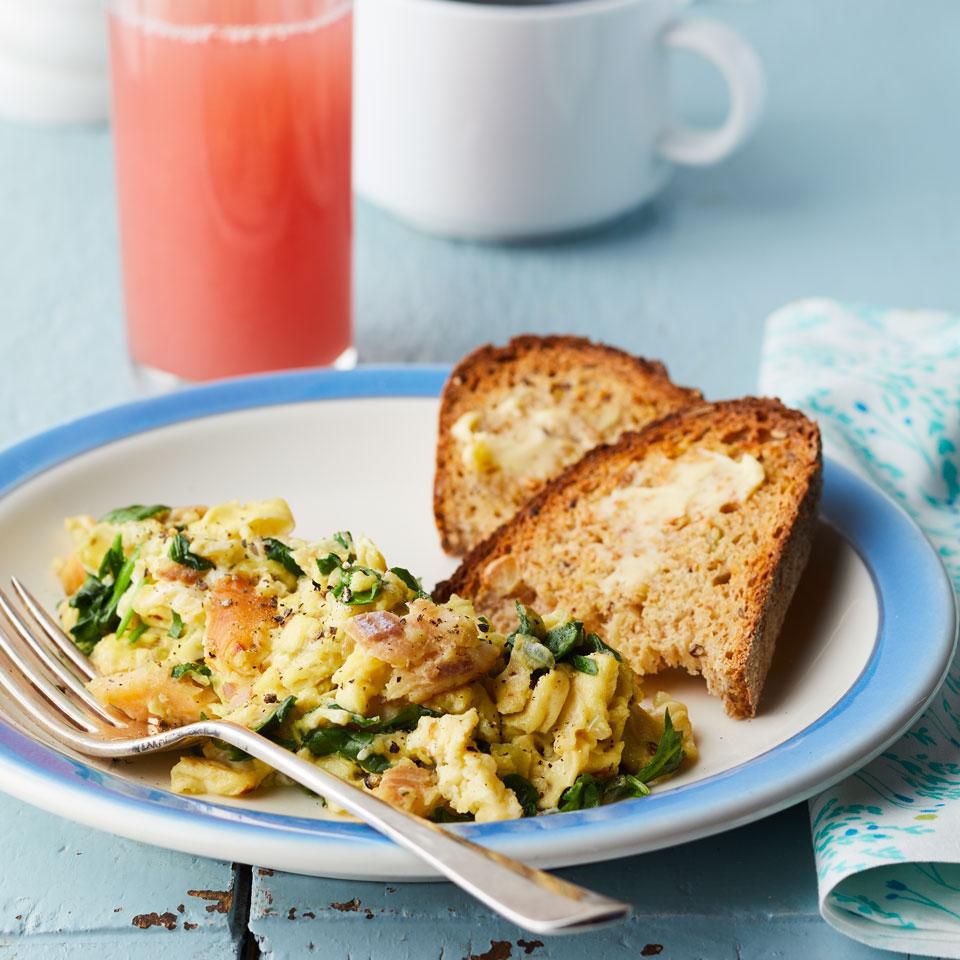 Smoked Trout &amp; Spinach Scrambled Eggs