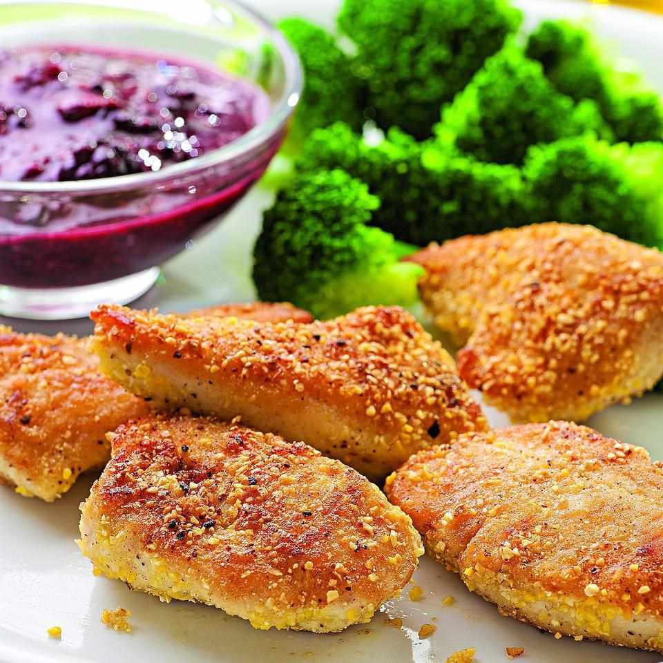Cornmeal-Crusted Chicken Nuggets with Blackberry Mustard