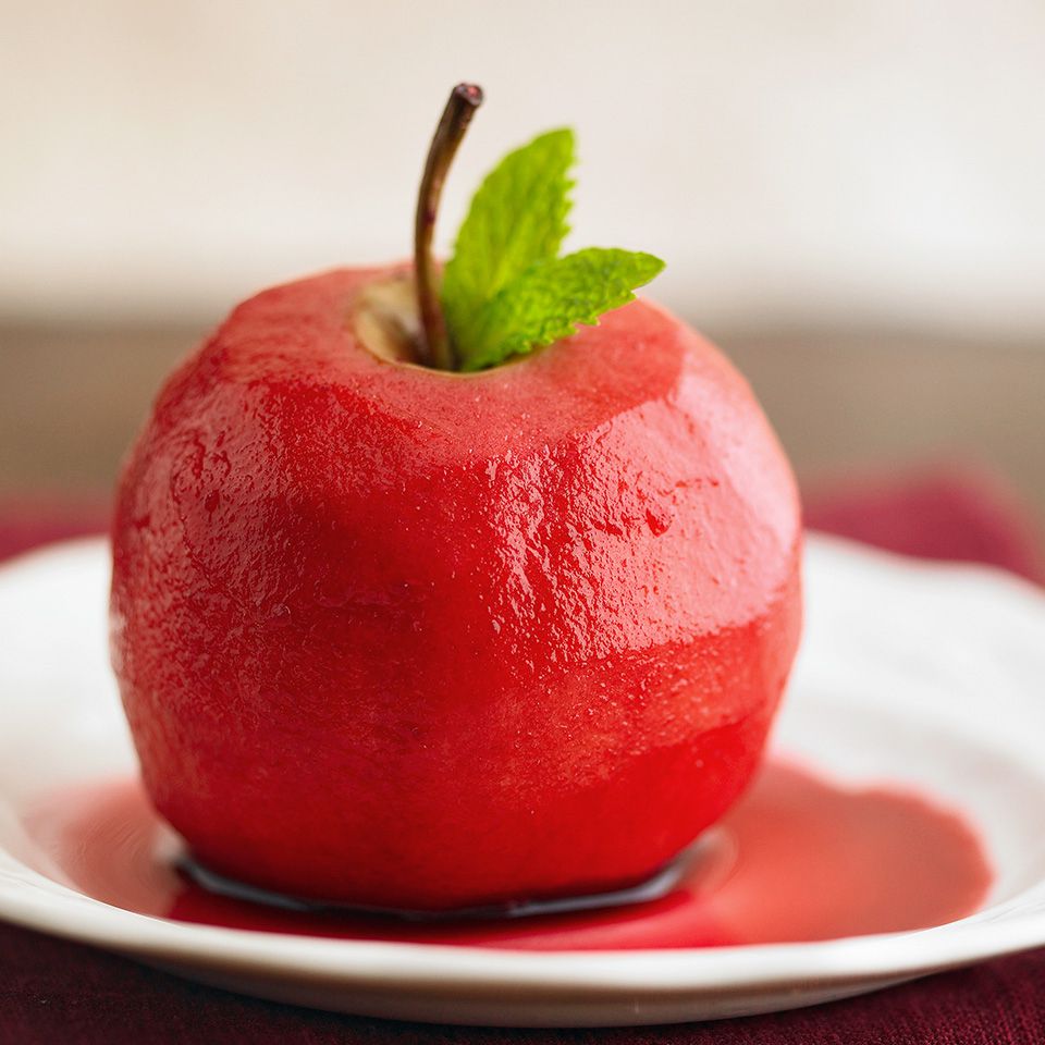 Cherry-Wine Poached Apples 