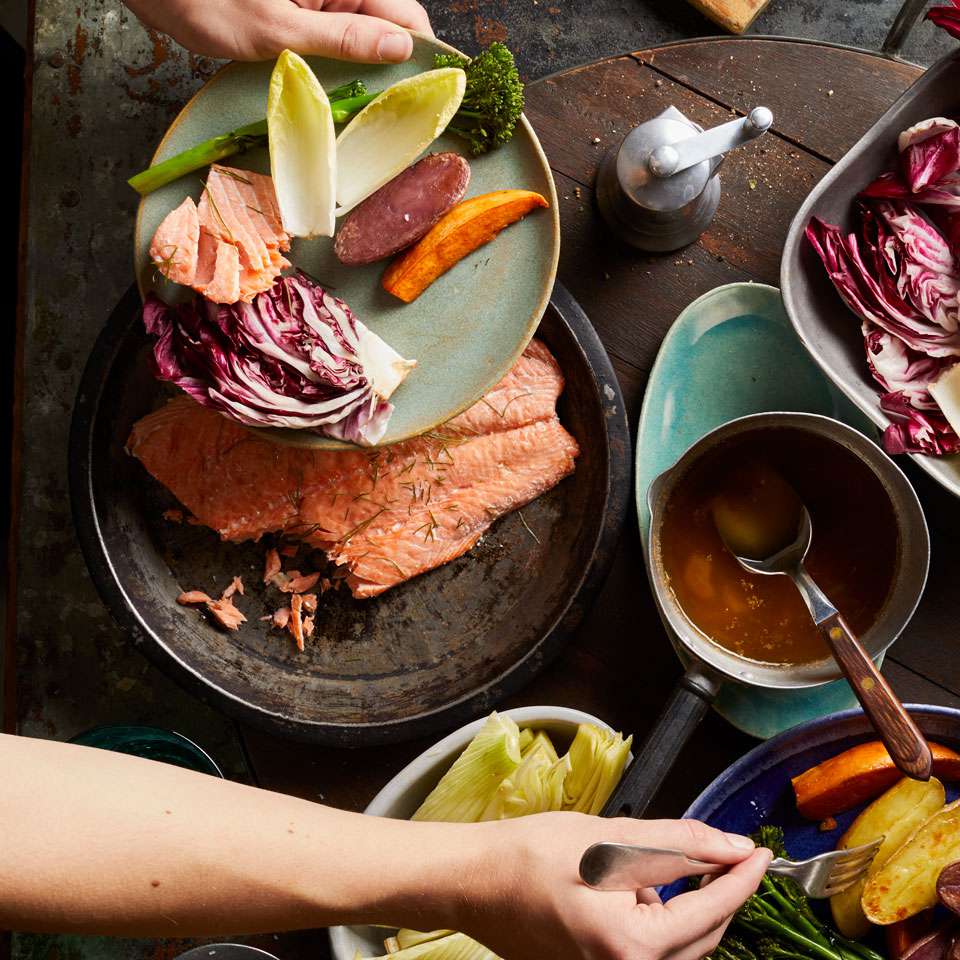 Salmon &amp; Fall Vegetables with Bagna Cauda