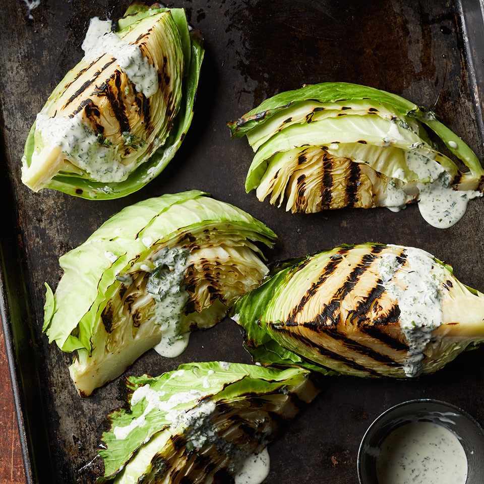 Charred Cabbage with Buttermilk Herb Dressing