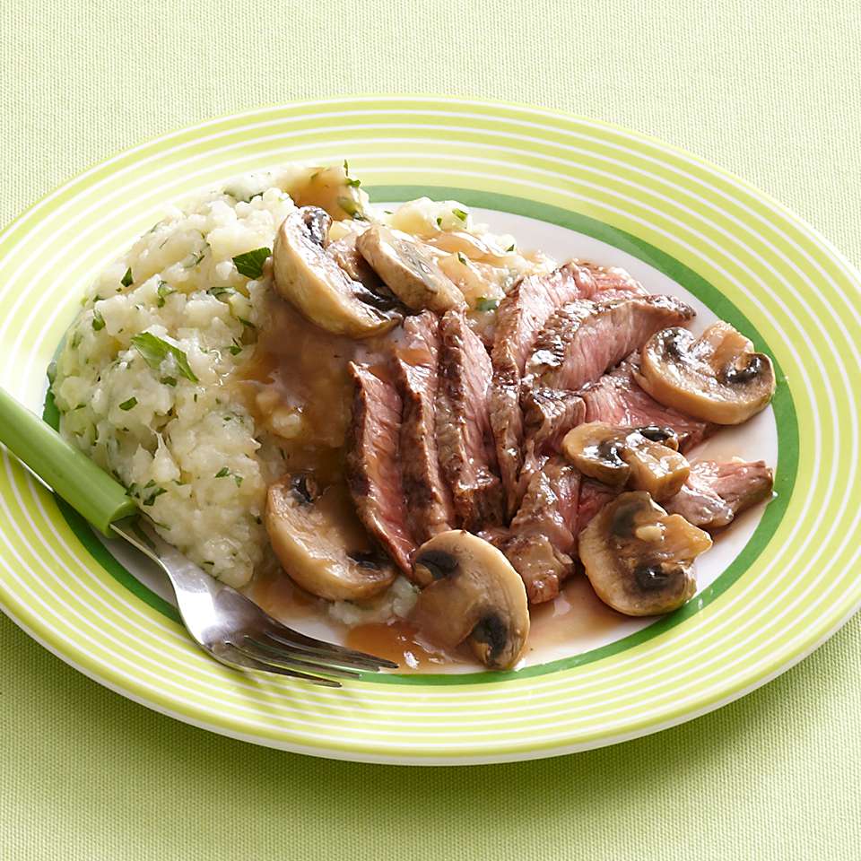 Steak and Mushrooms with Parsley Mashed Potatoes 