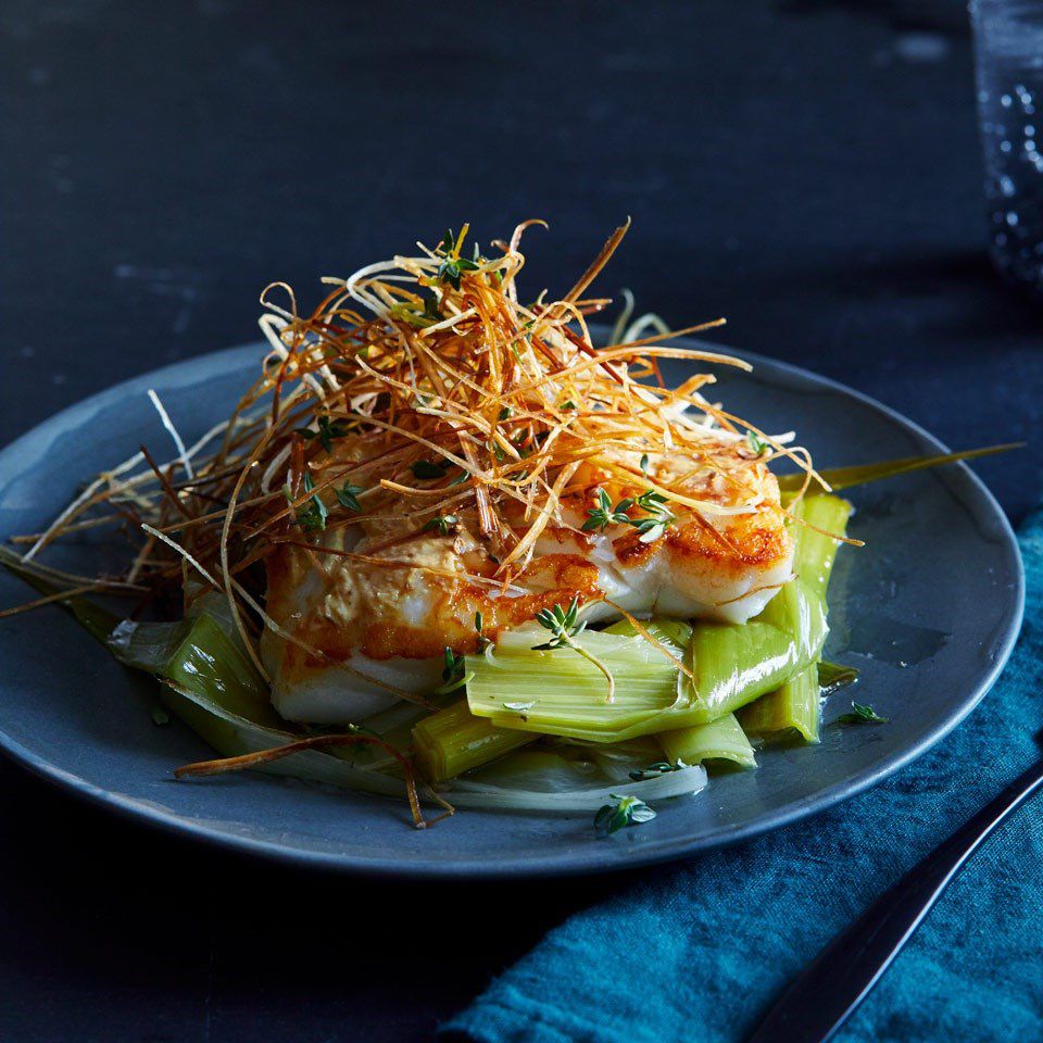 Coriander-Crusted Cod with Leeks Two Ways