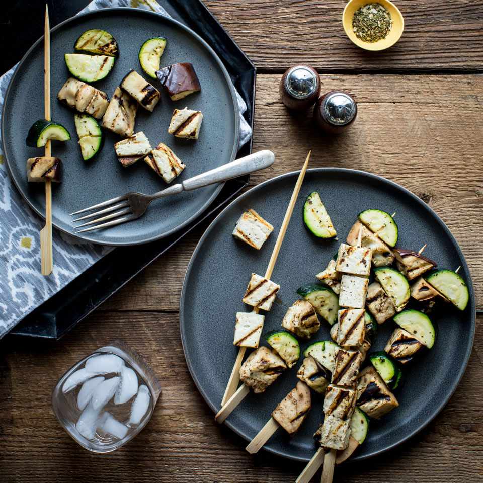 Tofu Kebabs with Zucchini & Eggplant