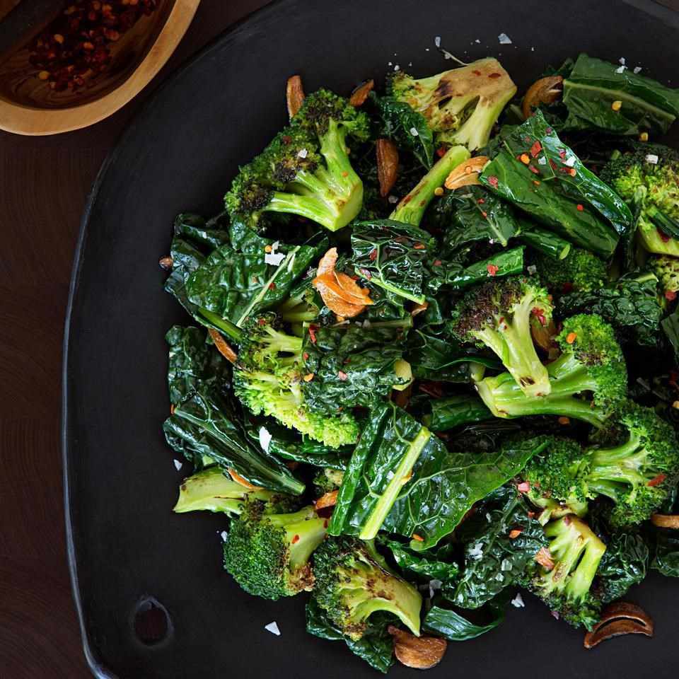 Sauteed Broccoli and Kale with Toasted Garlic Butter