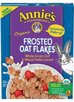 Annie's Organic Frosted Oat Flakes box of cereal