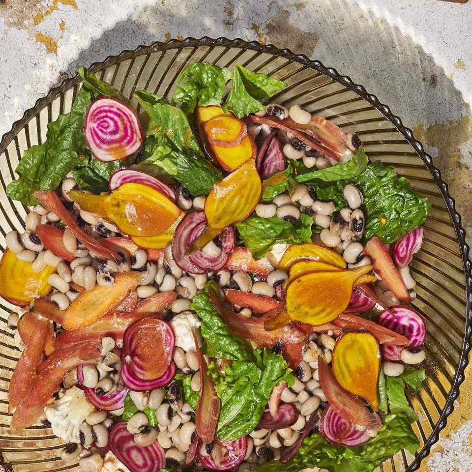 Chopped Salad with Black-Eyed Peas & Hot Sauce Vinaigrette 