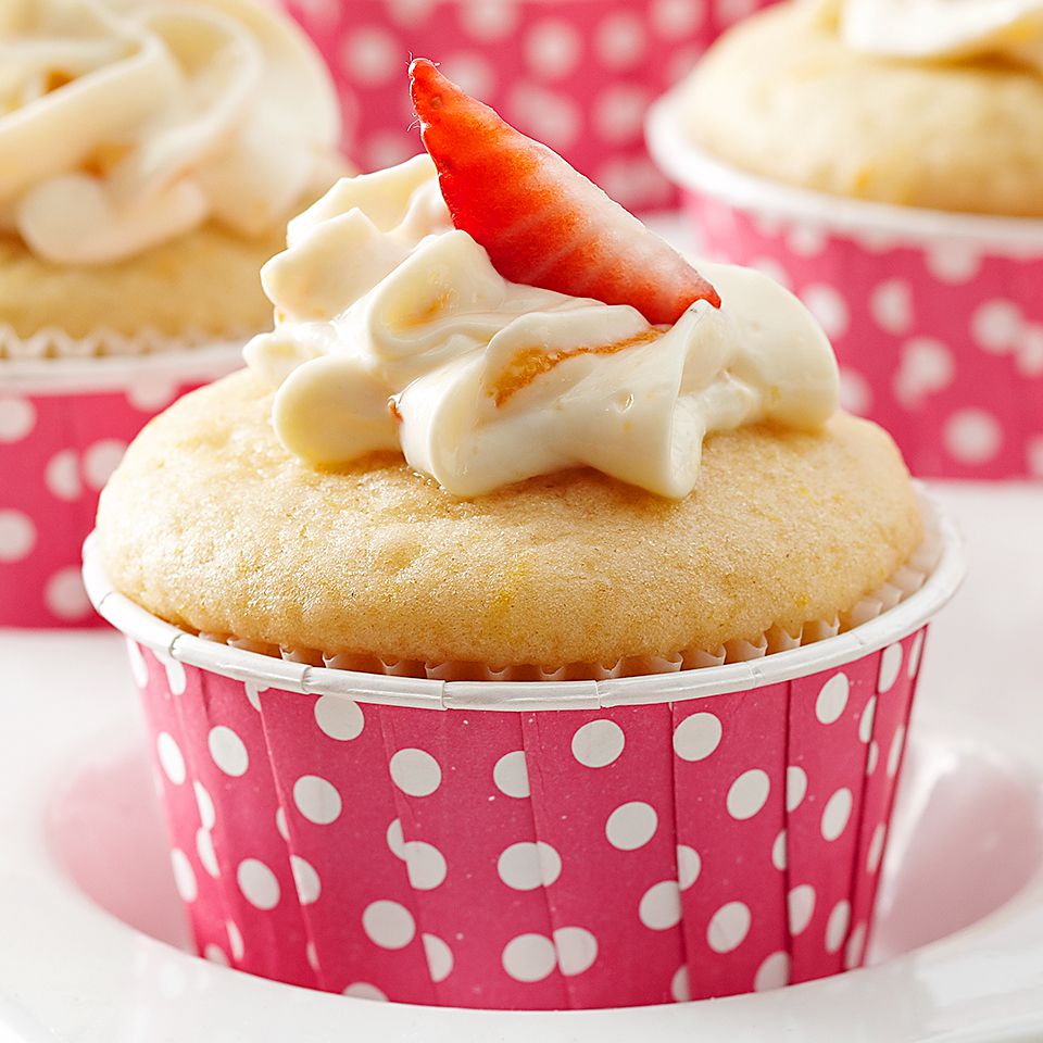Strawberry-Orange Surprise Cupcakes