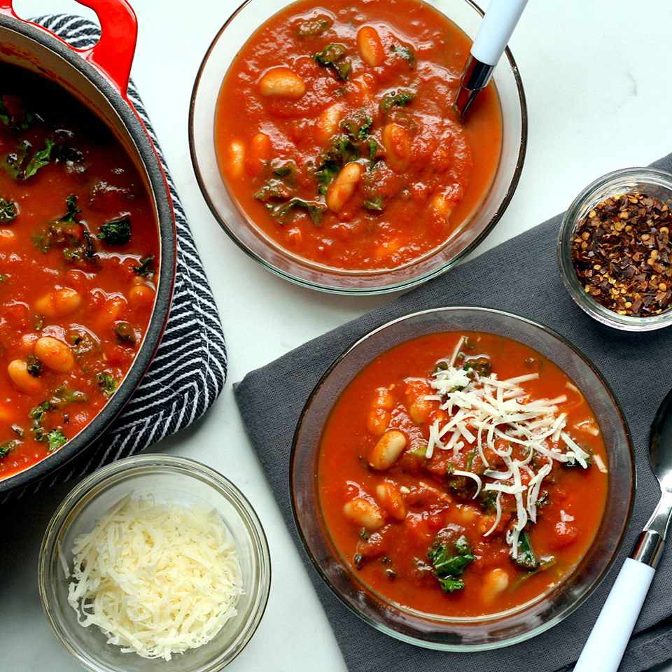 Hearty Tomato Soup with Beans & Greens