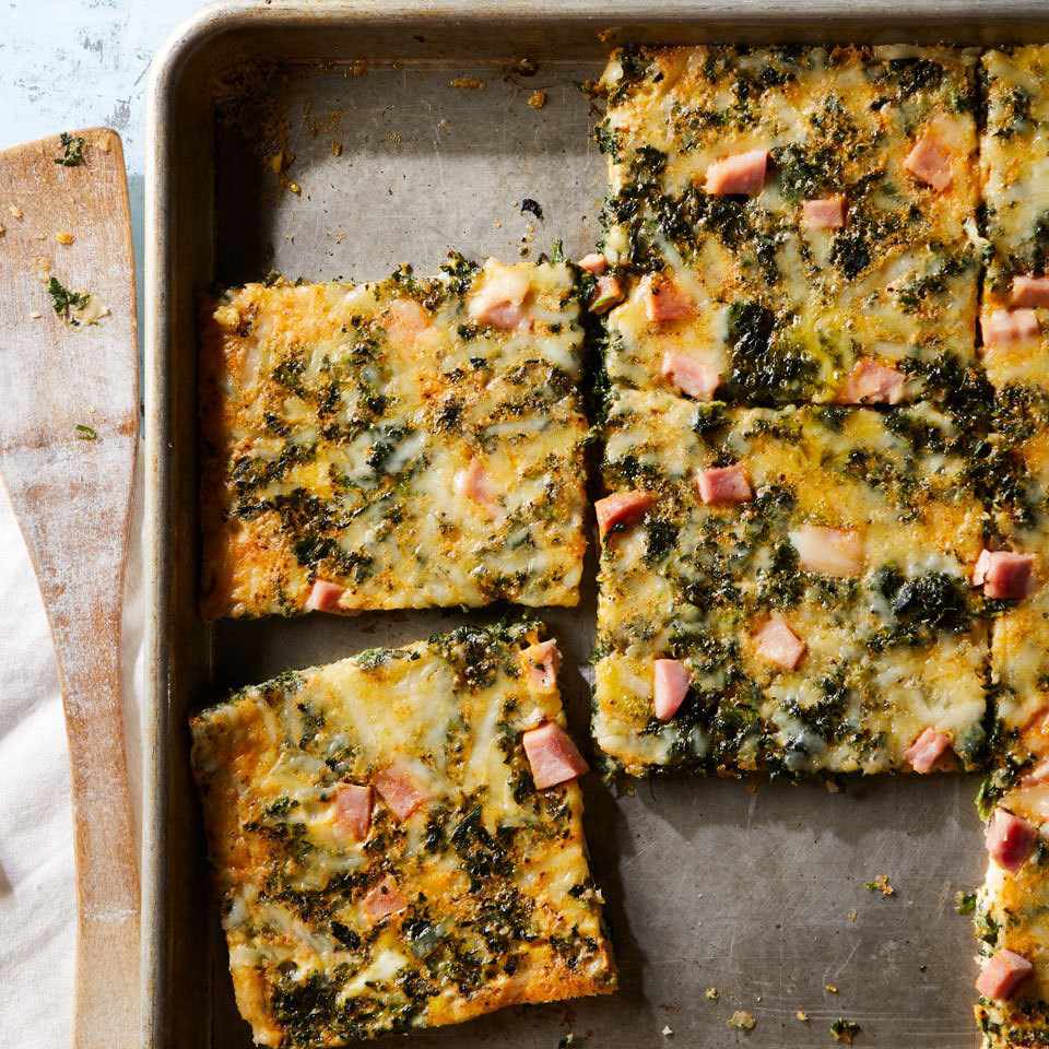 Sheet Pan Eggs with Spinach & Ham