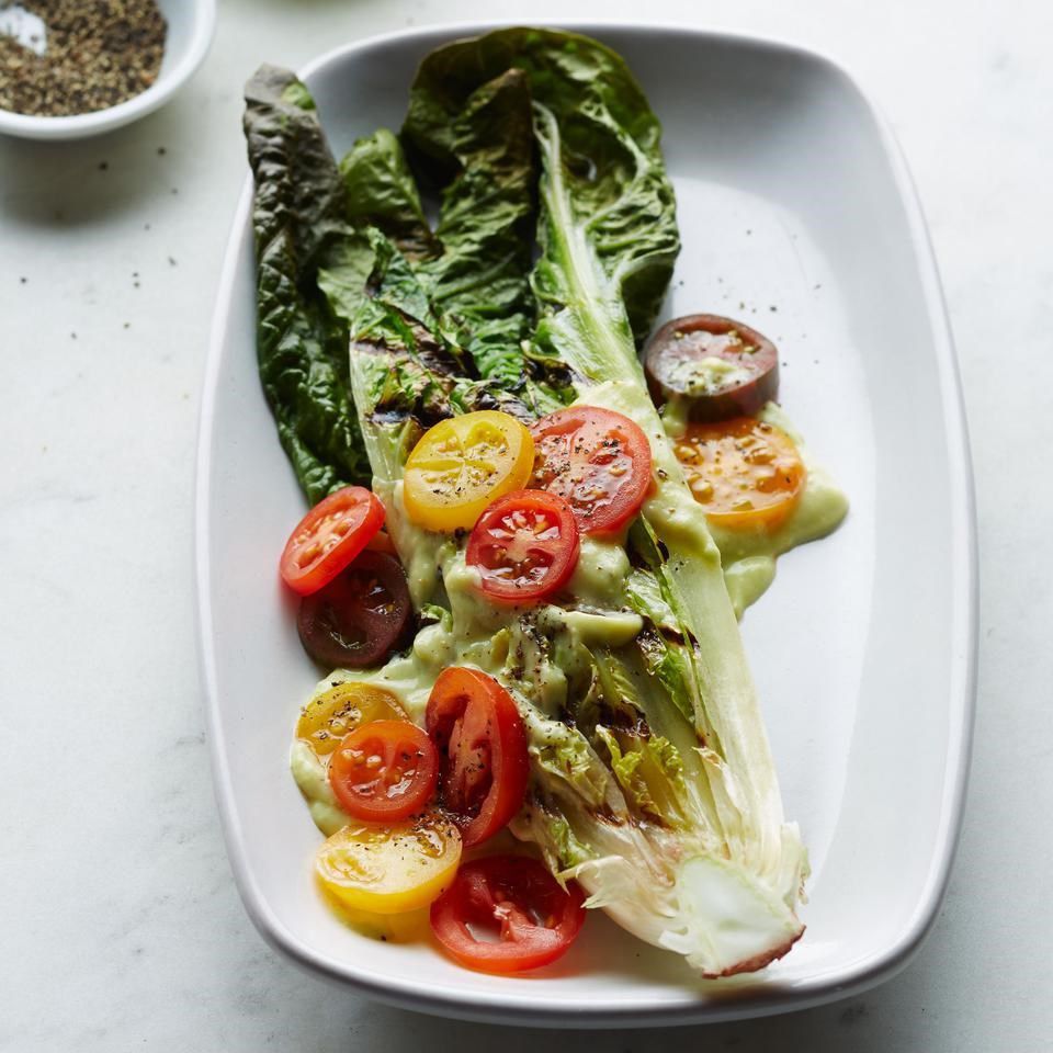 Grilled Romaine with Avocado-Lime Dressing