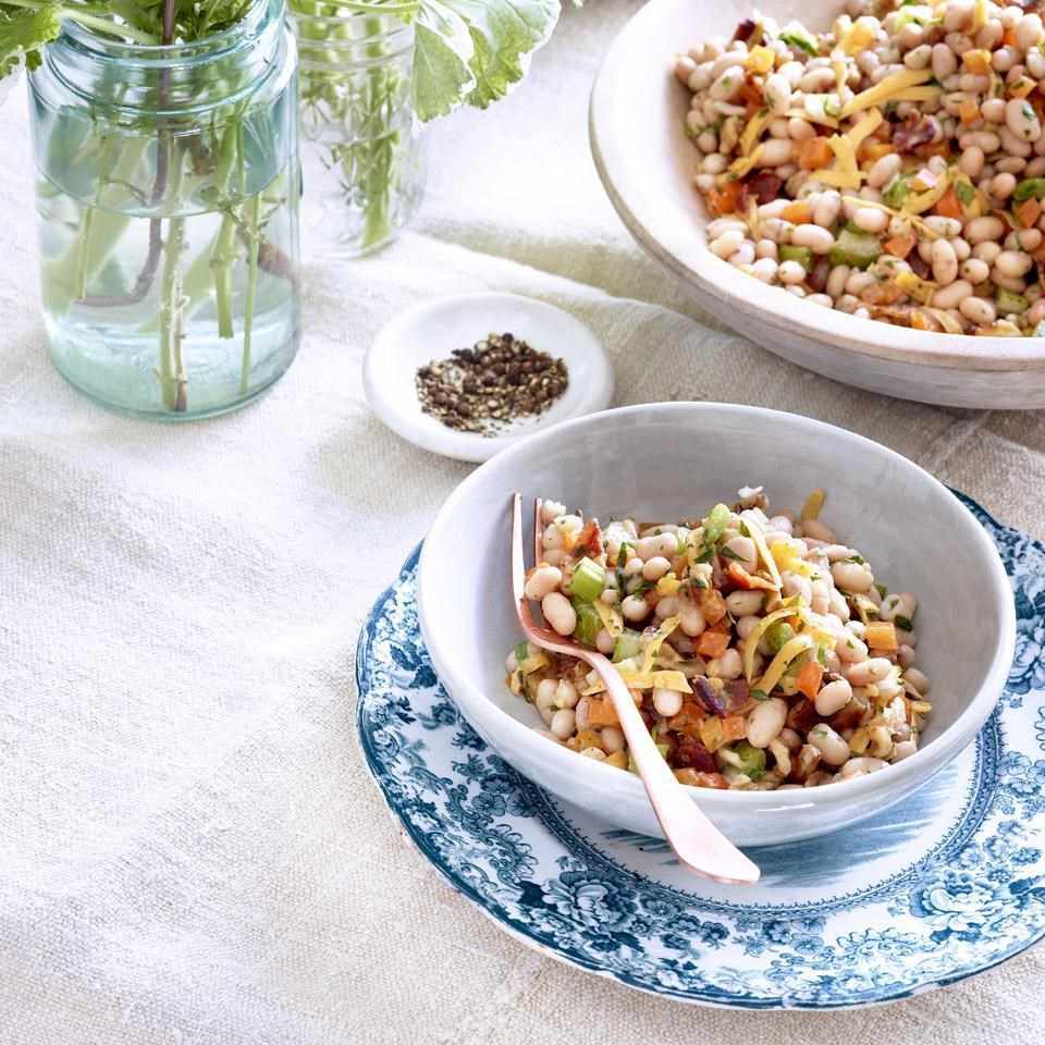 White Bean Salad with Cheddar, Bacon & Walnuts