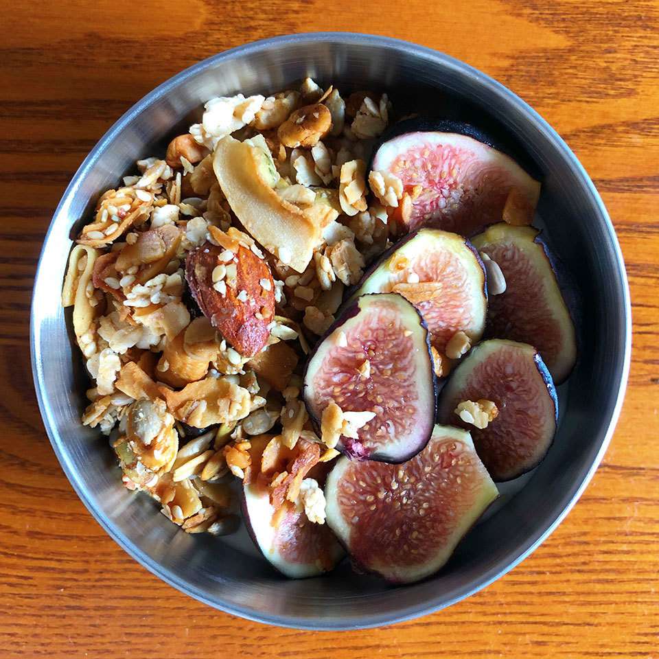 bowl of yogurt with figs and oats