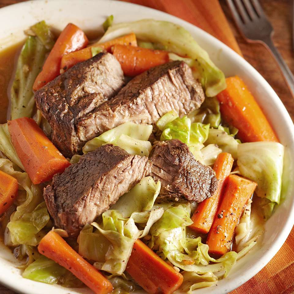 Slow-Cooked Beef with Carrots & Cabbage