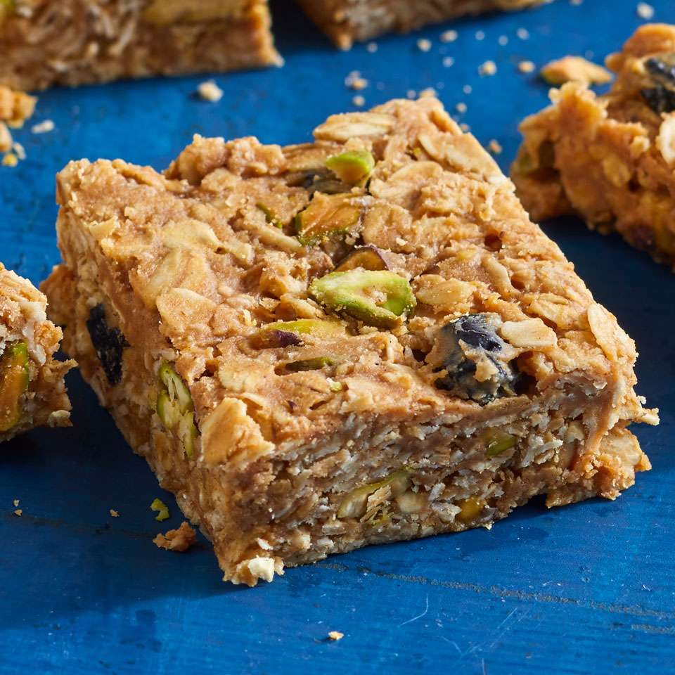 Peanut Butter, Blueberry & Oat Energy Squares