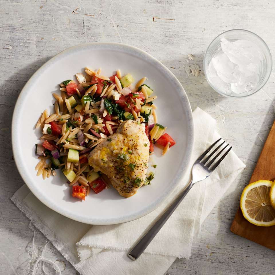 Chicken with Spinach & Tomato Orzo Salad
