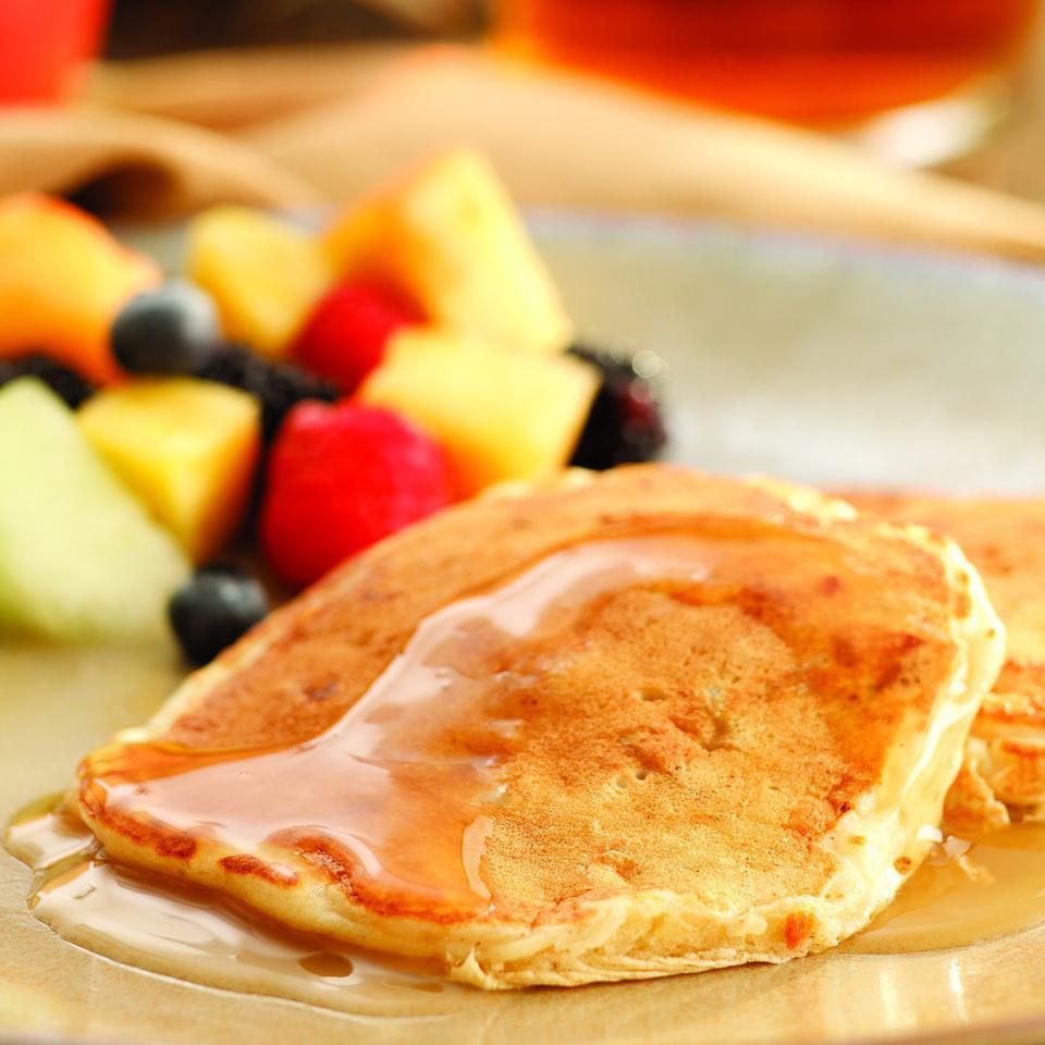 Apple-Bacon Pancakes with Cider Syrup