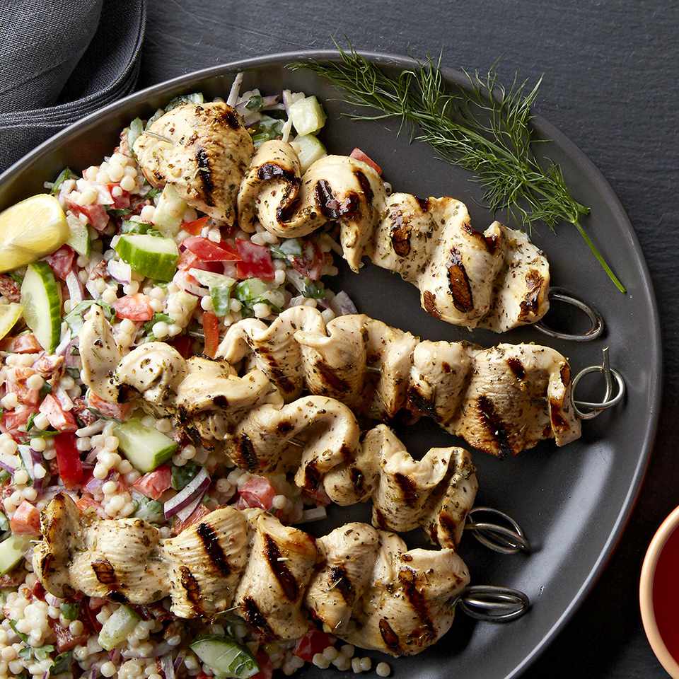 Chicken Souvlaki Kebabs with Mediterranean-Inspired Couscous